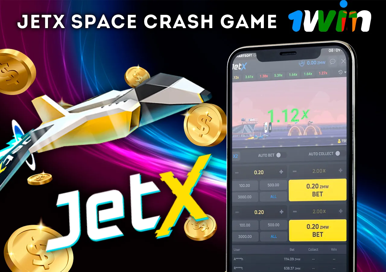 Space crash game 1Win JetX