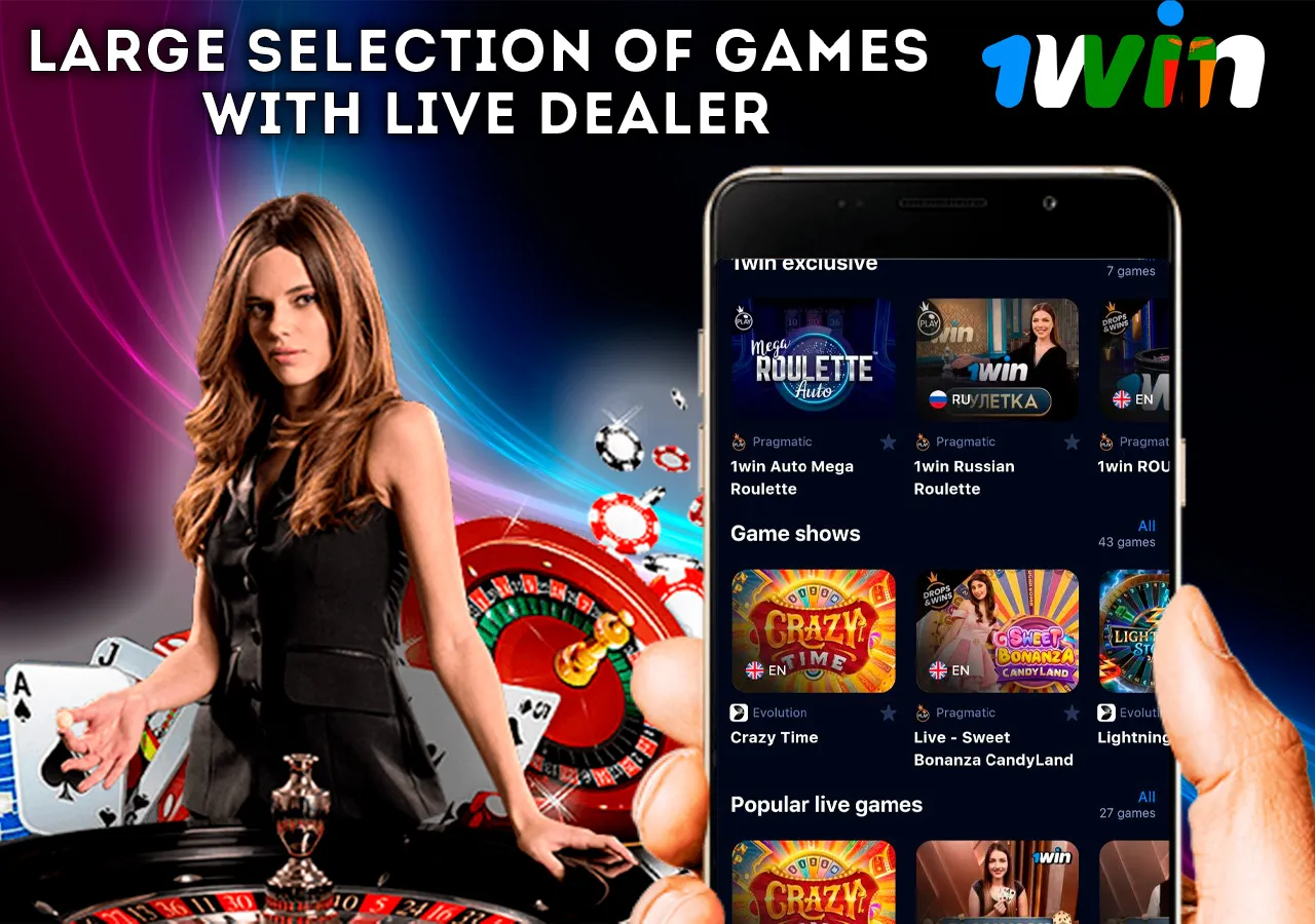 Large selection of live dealer games