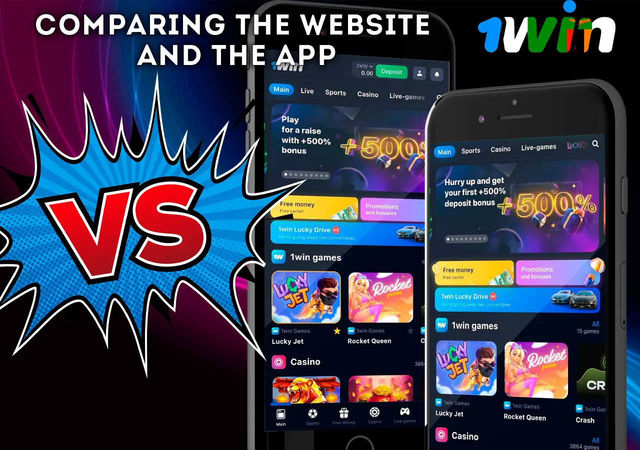 Comparing 1Win's website and app