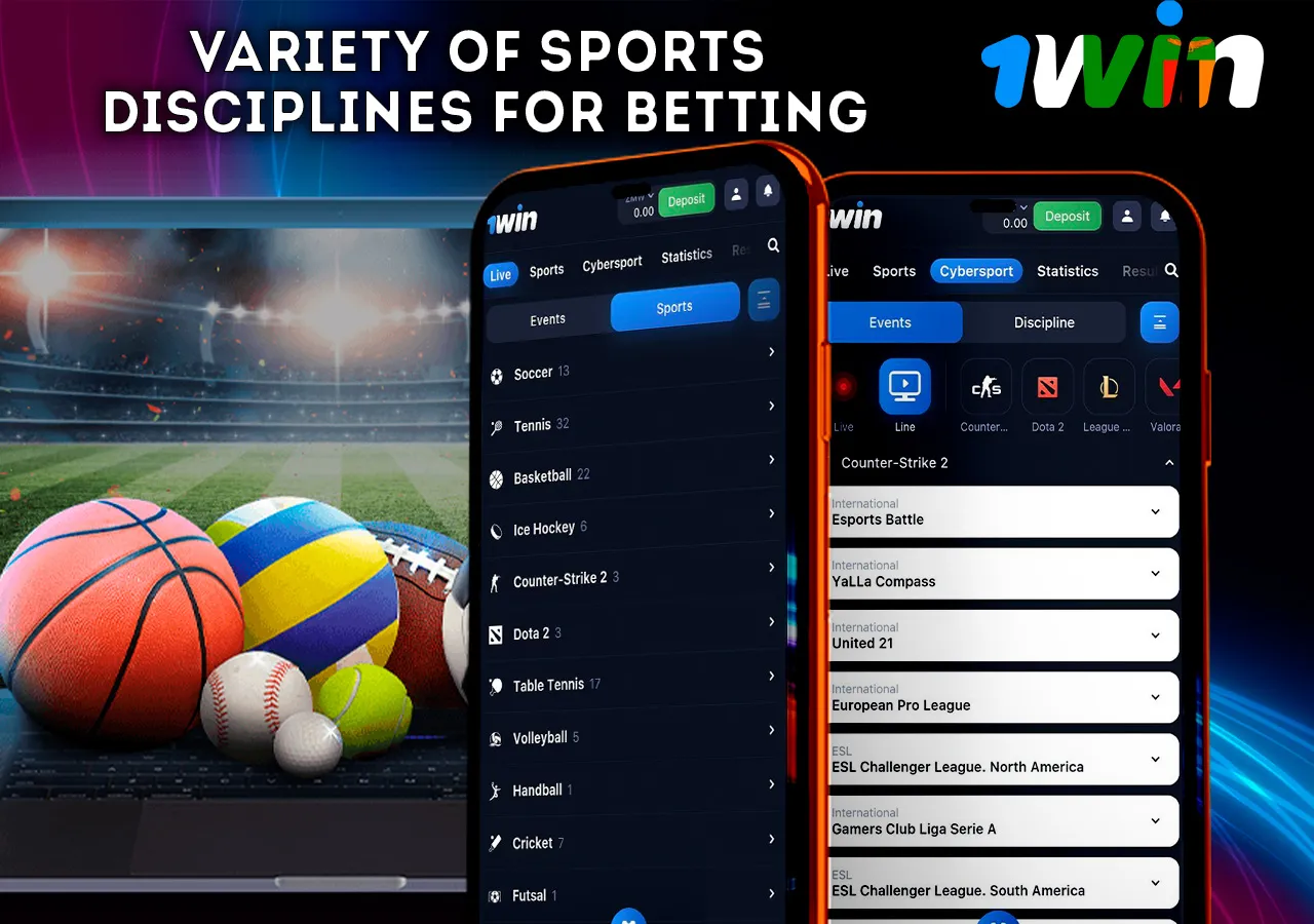 Variety of sports disciplines for 1Win betting