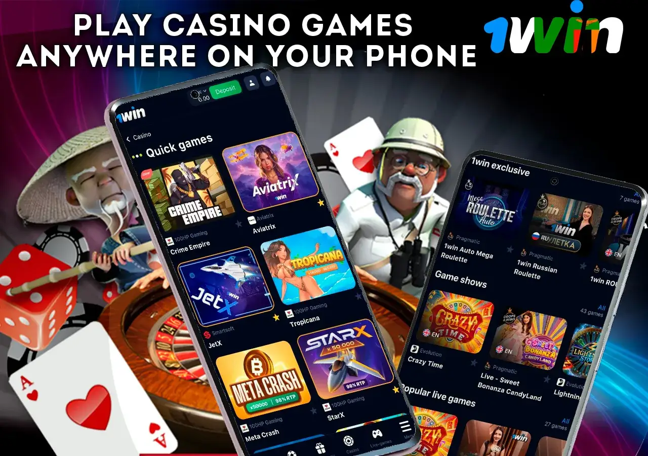 1Win mobile casino with a large selection of games